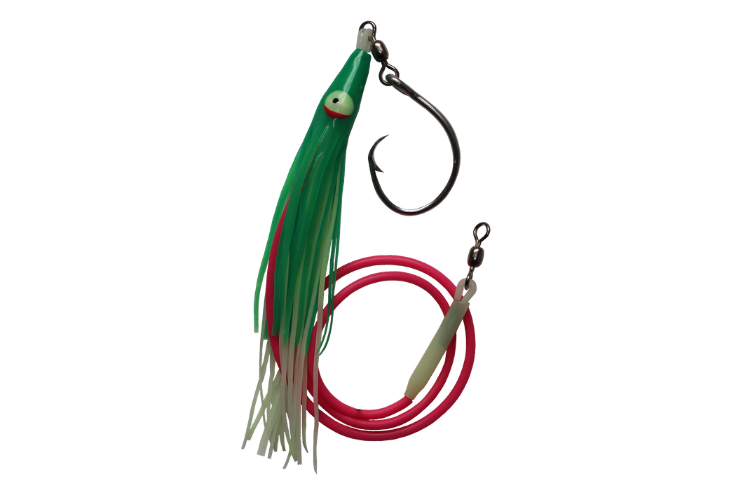 best hooks for halibut fishing Delta Guide Series Halibut RIG 16/0 Circle HOOK Green GLOW Skirt