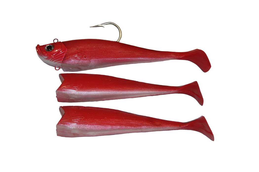 fish bite lures Mega Bite Swim Tail Jibs, White Russian 14 oz