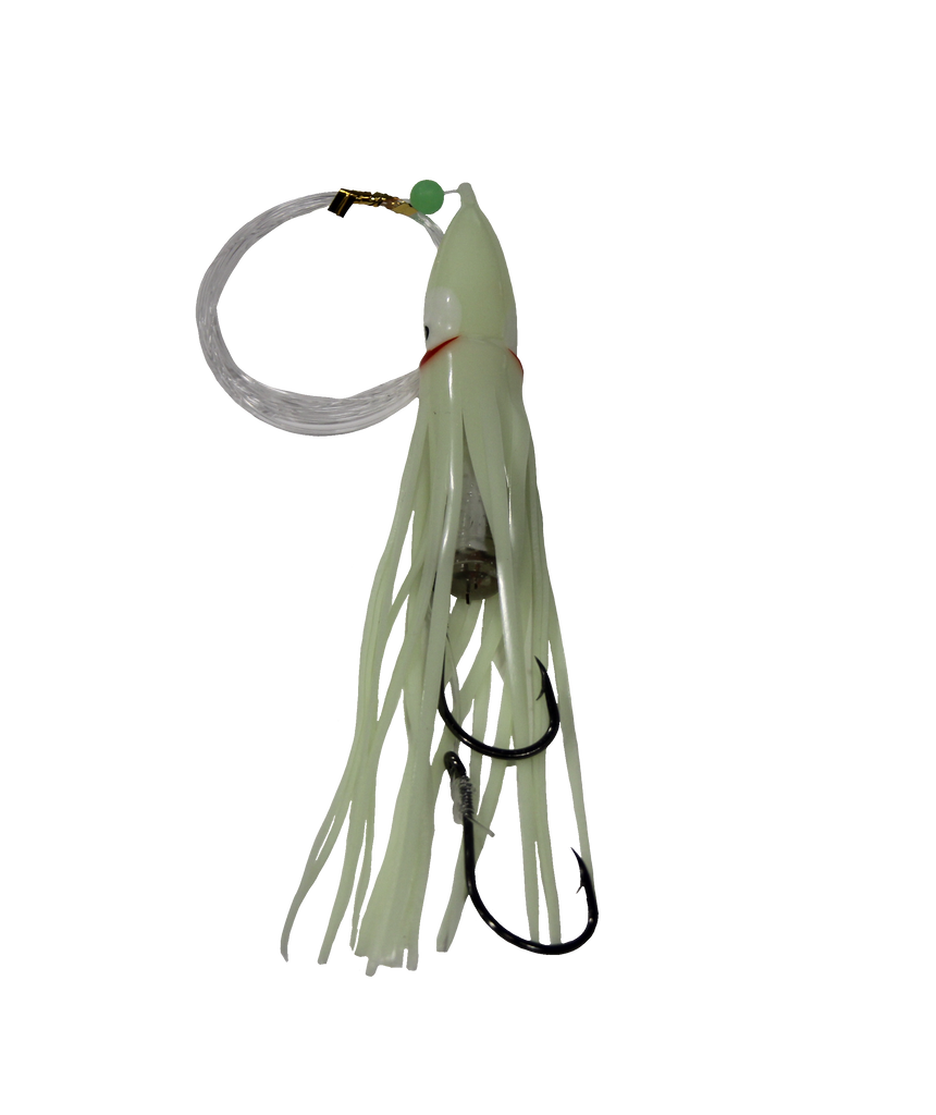electronic fishing lures for sale Lighthouse Lures Electronic Hoochie Green Spatterback Glow Magnum